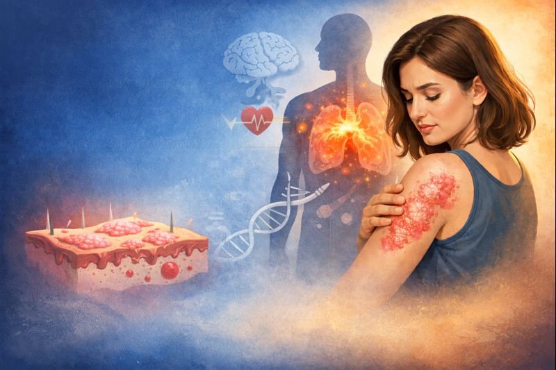 Psoríase: Quando a Pele Dá Sinais de Algo Maior — Guia Completo Sobre Sintomas, Tipos, Crises e Qualidade de Vida